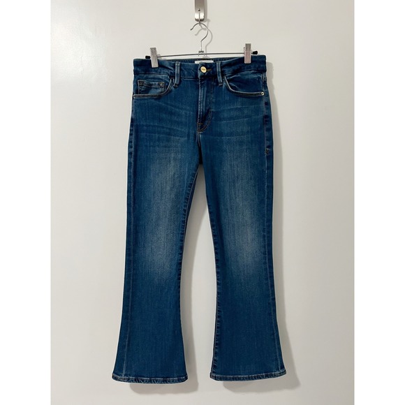 FRAME Le Crop Mini Boot Jeans Women's Dark Wash Denim Bootcut Size 27 - Picture 1 of 7